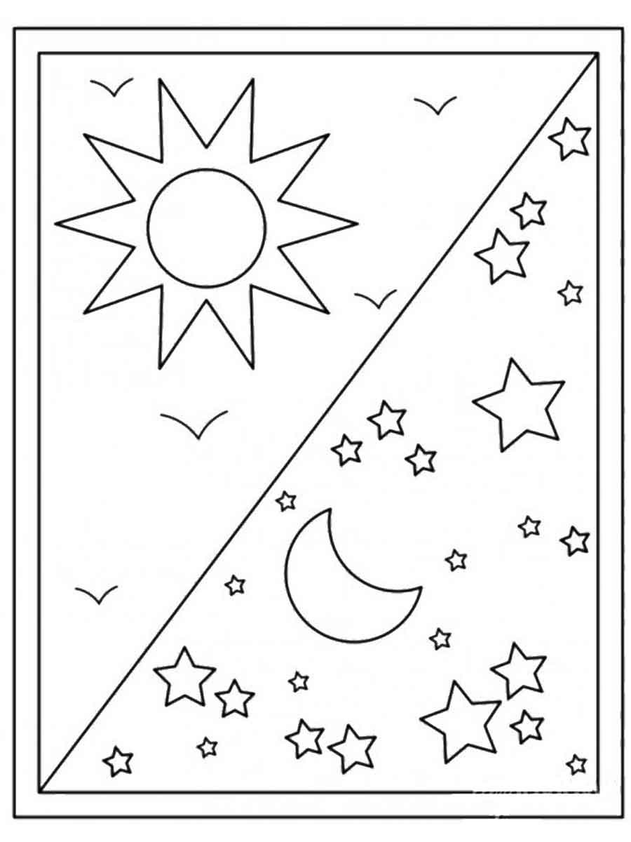 Day and night coloring pages