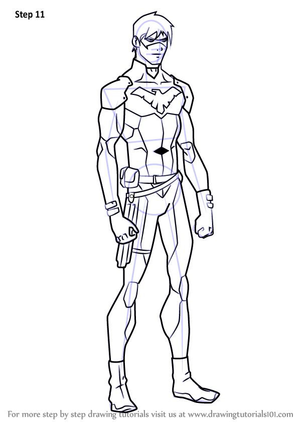 How to draw nightwing from young justice young justice step by step