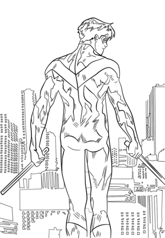 Nightwing coloring page free printable coloring pages