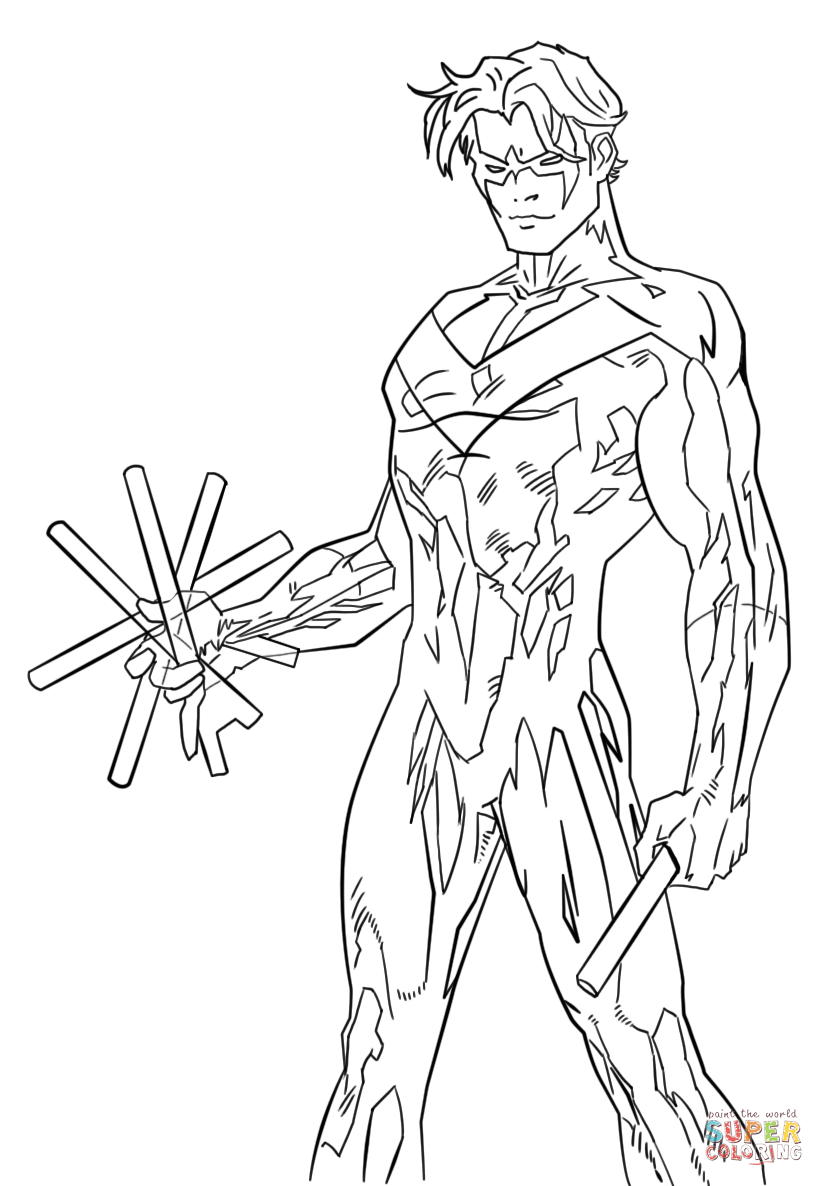 Young justice nightwing coloring page free printable coloring pages