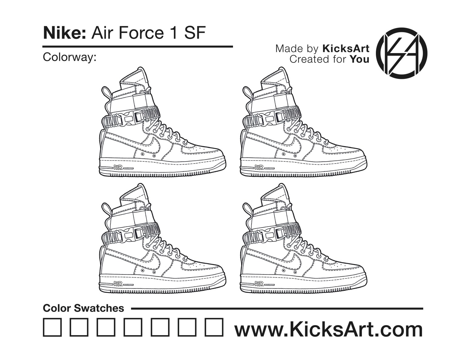 Nike air force sf sneaker coloring pages