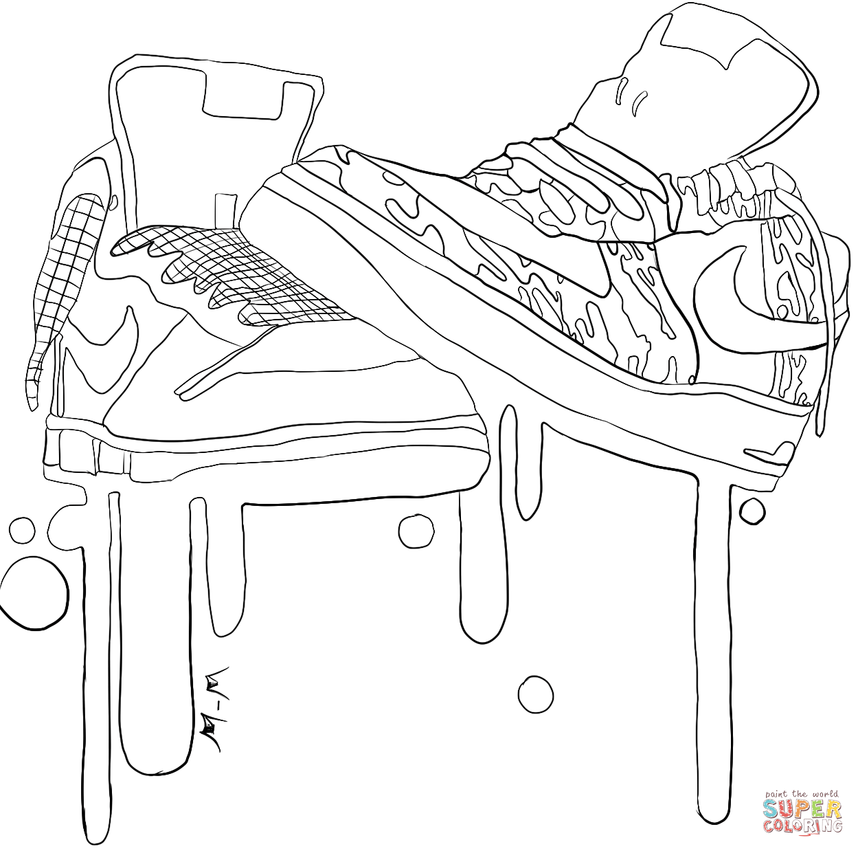 Nike sneakers coloring page free printable coloring pages