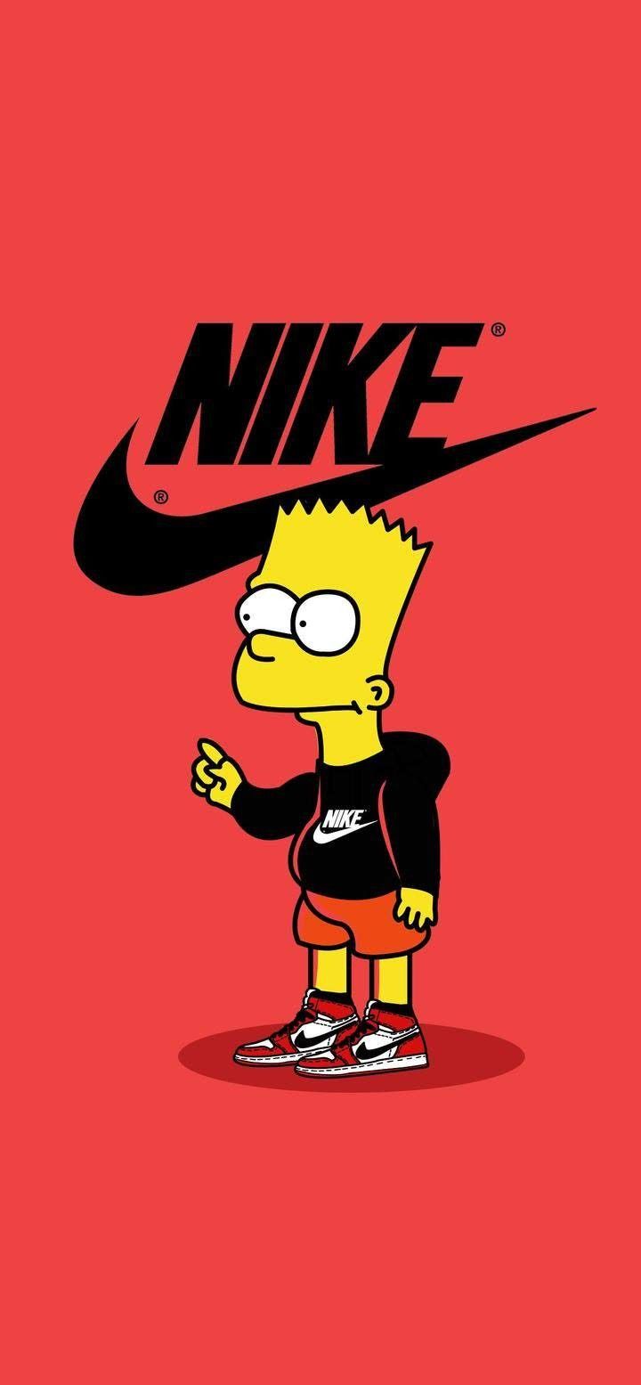 Wallpaper bart nike papeis de parede masculino plano de fundo de desenhos animados papel de parede da nike