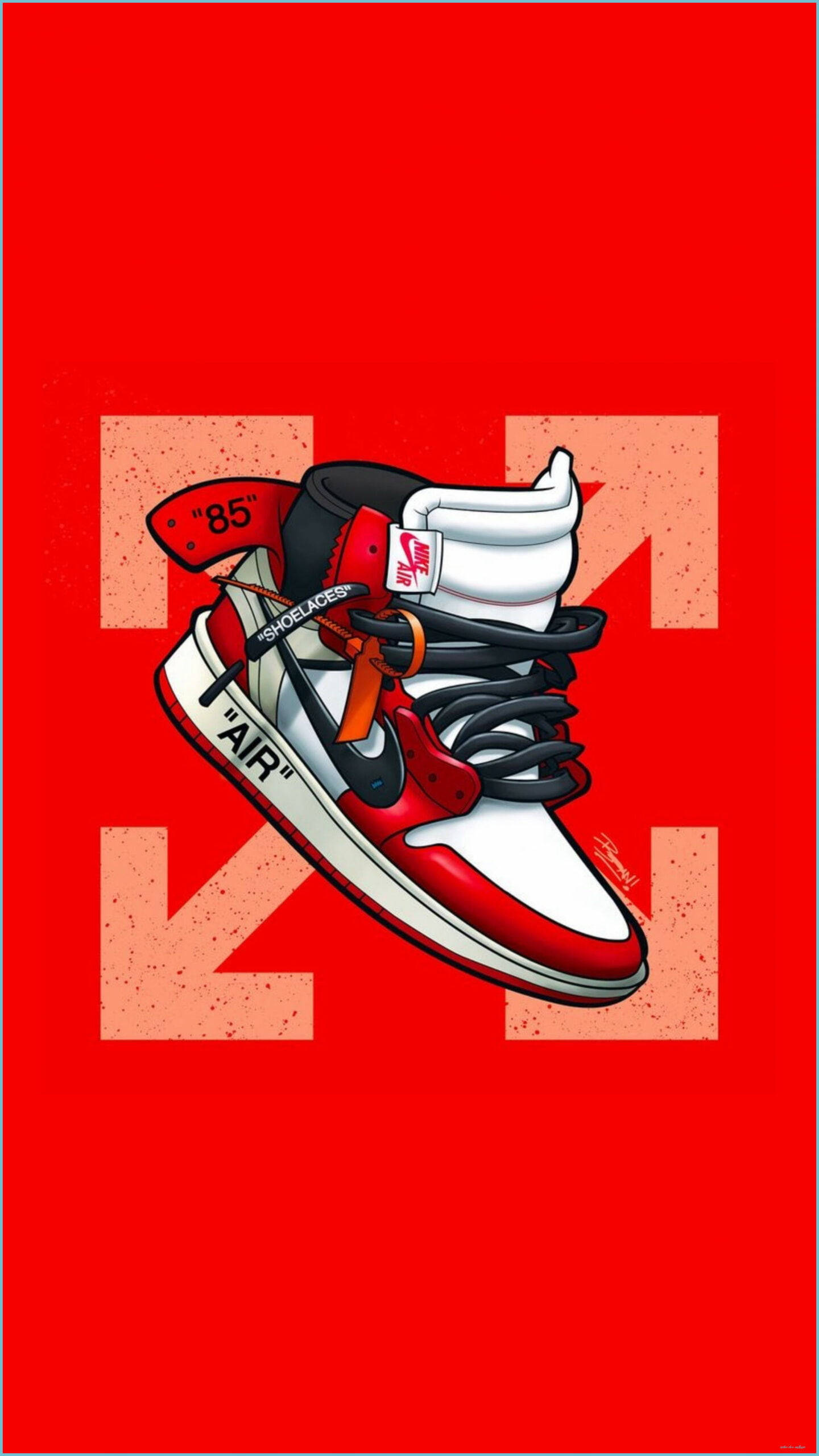 Download red nike cartoon shoe art wallpaper