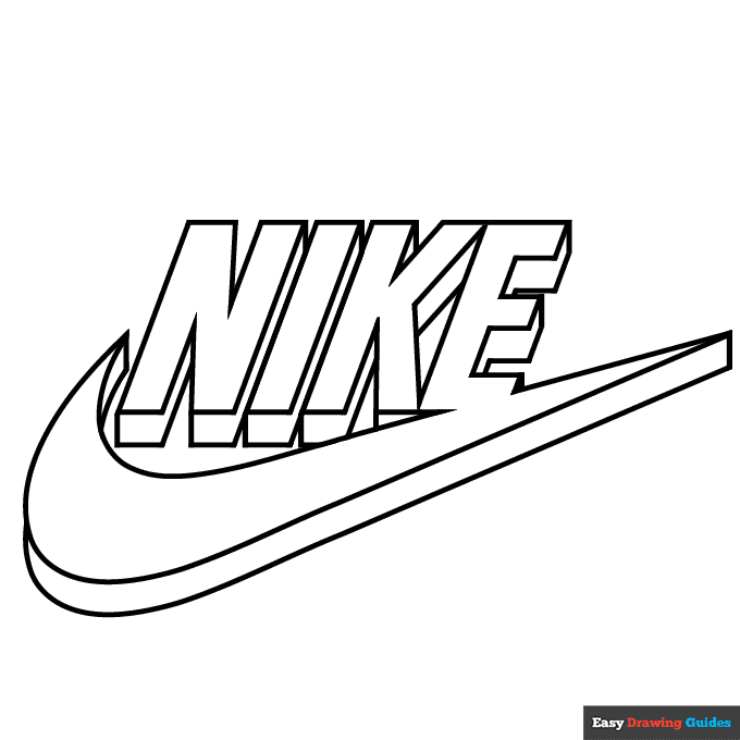 Nike logo coloring page easy drawing guides