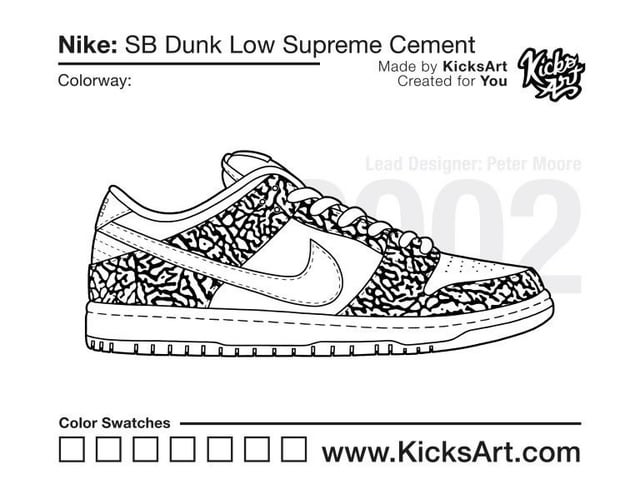 Nike sb dunk low supreme cement sneaker coloring page âïð rcustomsneakers