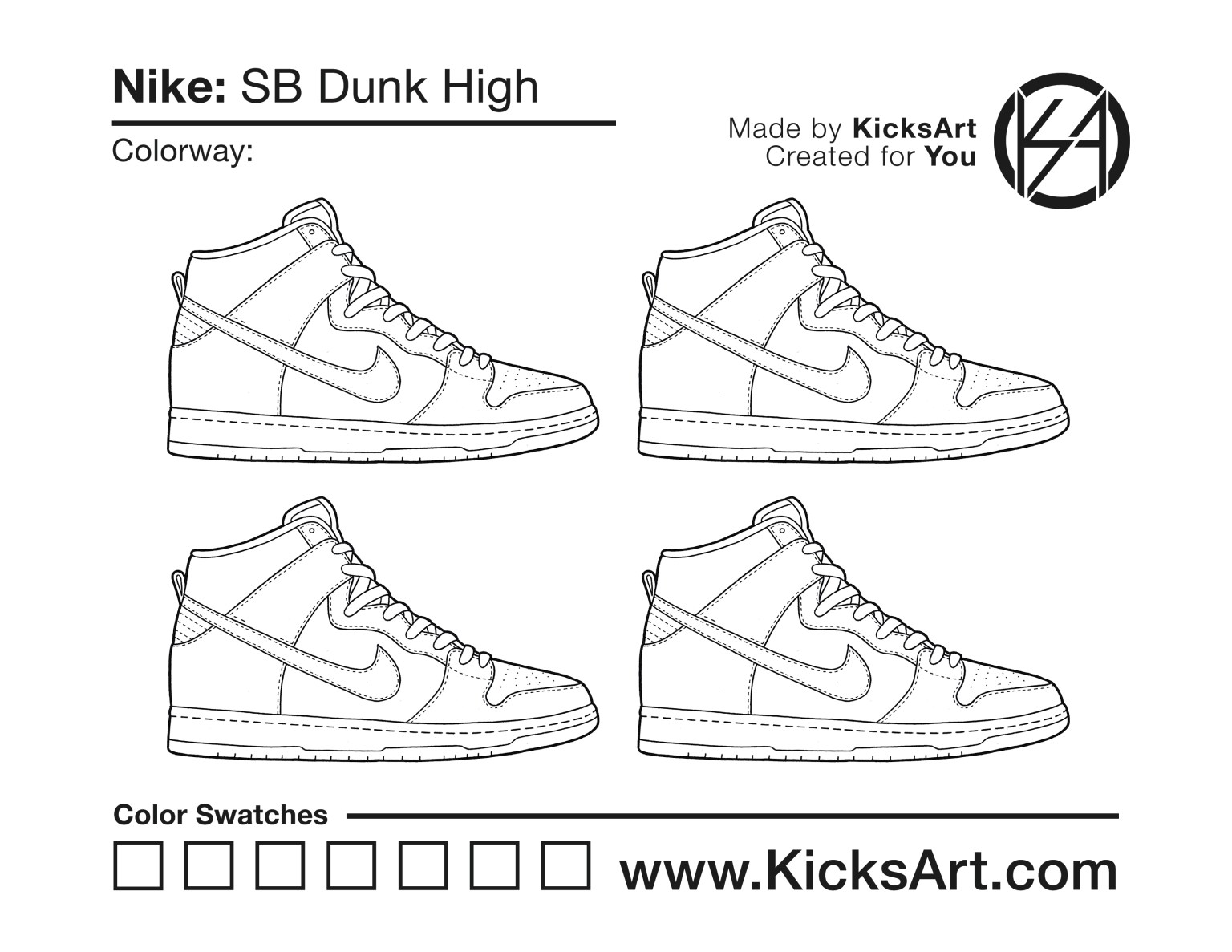 Nike sb dunk high sneaker coloring pages