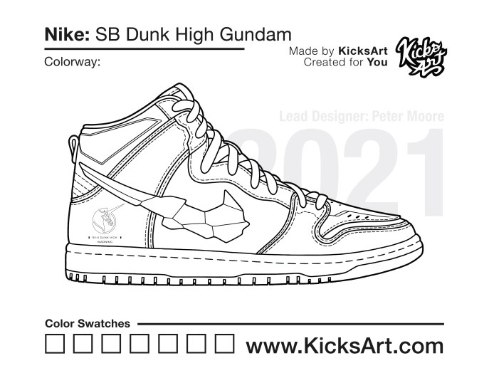 Nike sb dunk high sneaker coloring pages