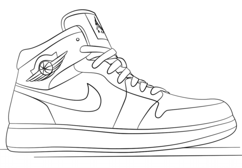 Nike jordan sneakers coloring page free printable coloring pages