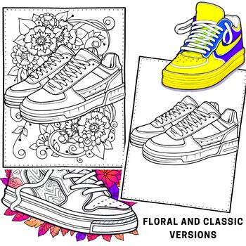 Sneaker design coloring pages mindfulness coloring sheets floral and classic