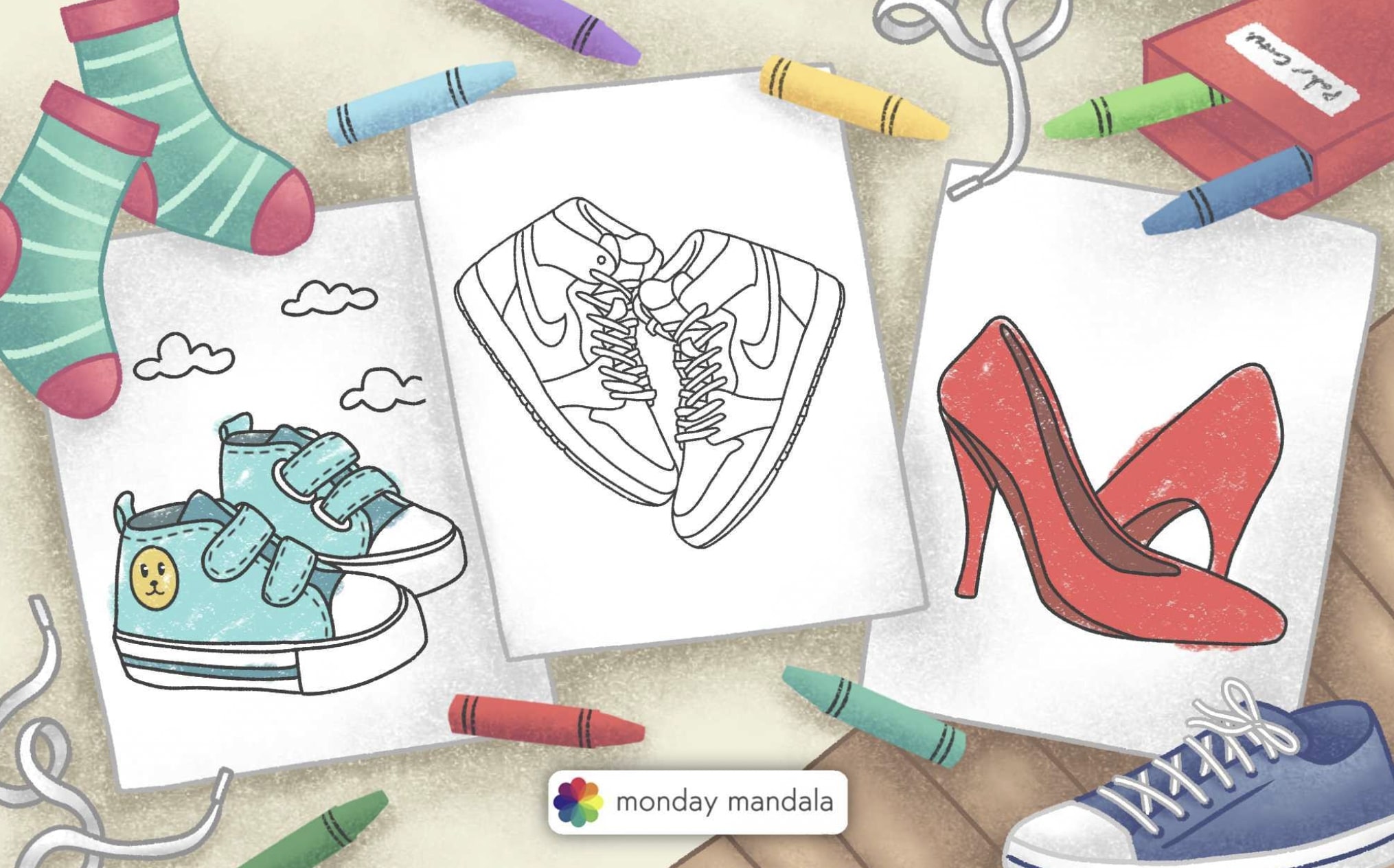 Shoe coloring pages free pdf printables