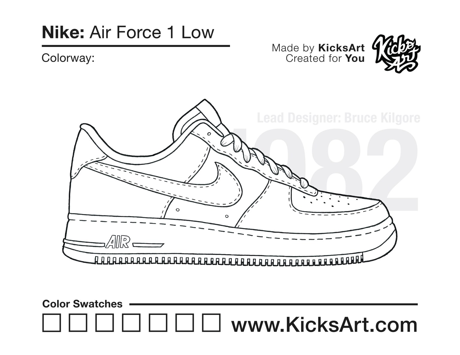 Nike air force low sneaker coloring pages