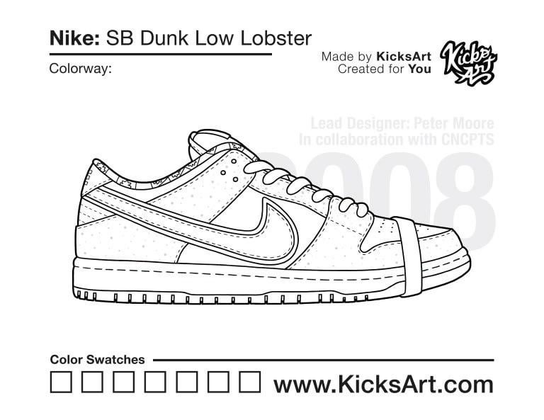 Nike sb dunk low lobster sneaker coloring page beautiful execution of this concept no pun intended ðð rsneakers