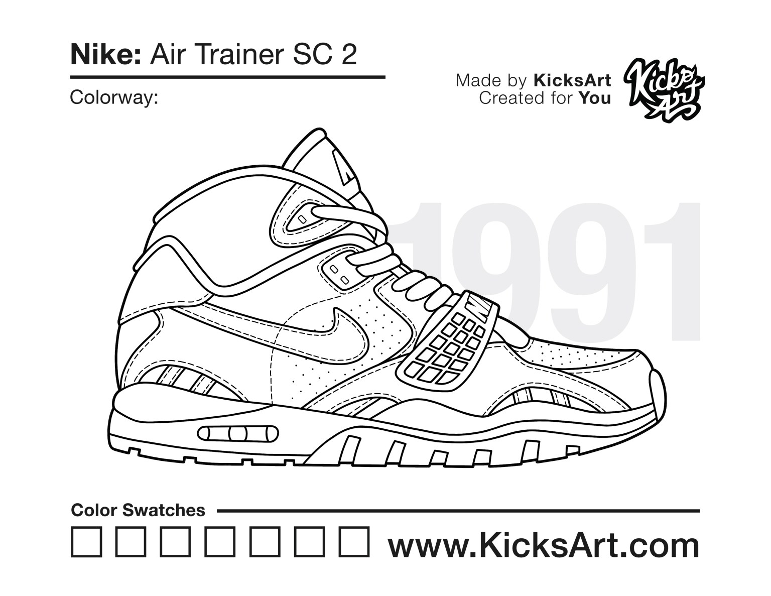 Nike air trainer sc sneaker coloring pages