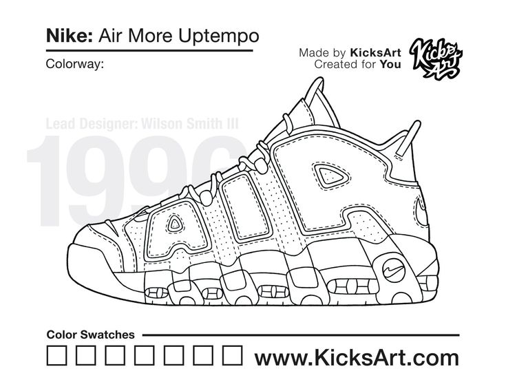 Nike air more uptempo sneaker coloring pages