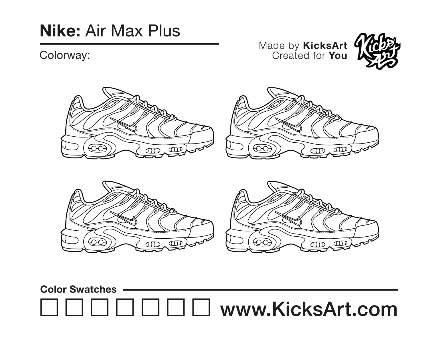 Nike air max plus sneaker coloring pages