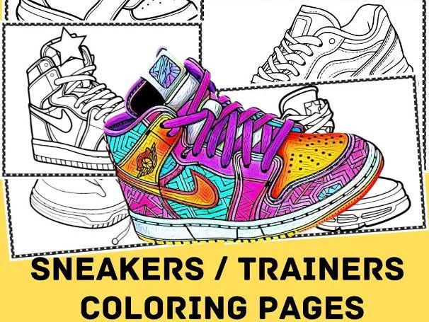 Sneaker coloring sheets relaxing coloring activity relaxing stress teaching resources