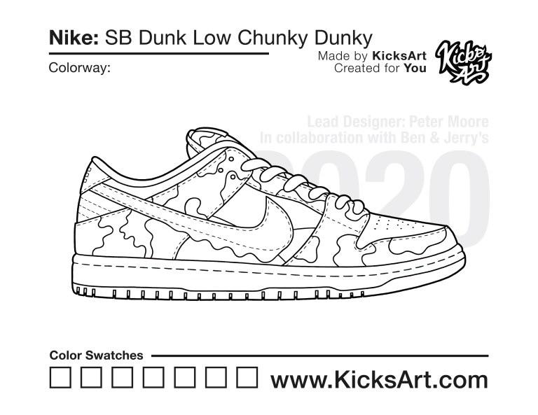 Nike sb dunk low chunky dunky coloring pagethis collaboration between nike and ben jerrys has been one of my favorite releases of the year maybe its because of the fun color