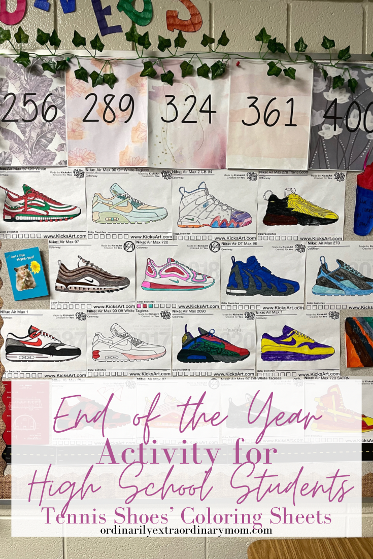 End of the year activity for high school students â tennis shoes coloring sheets â