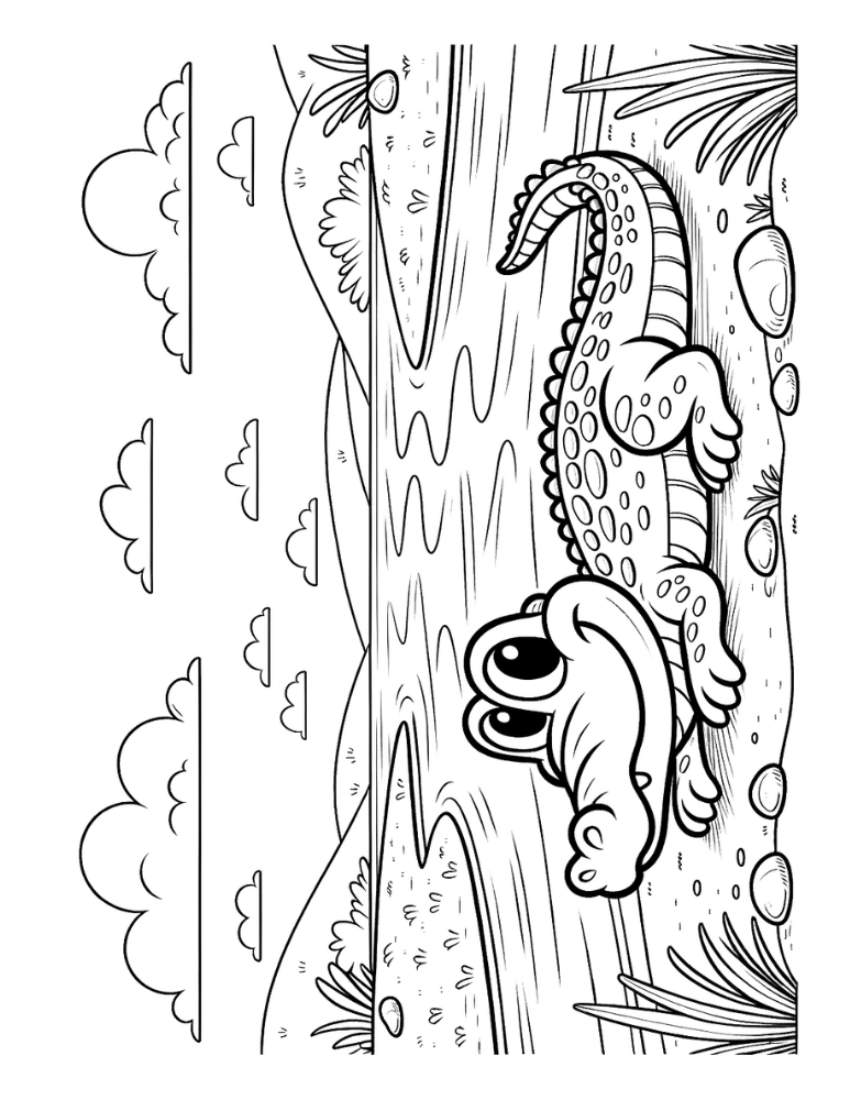 Alligator coloring pages for kids