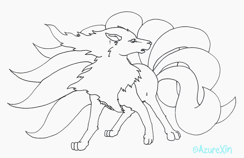 Ninetales lineart by azurexin on