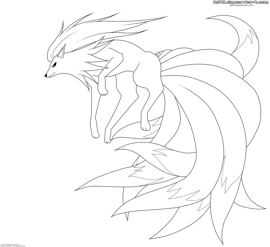 Ninetales lineart by moxied on