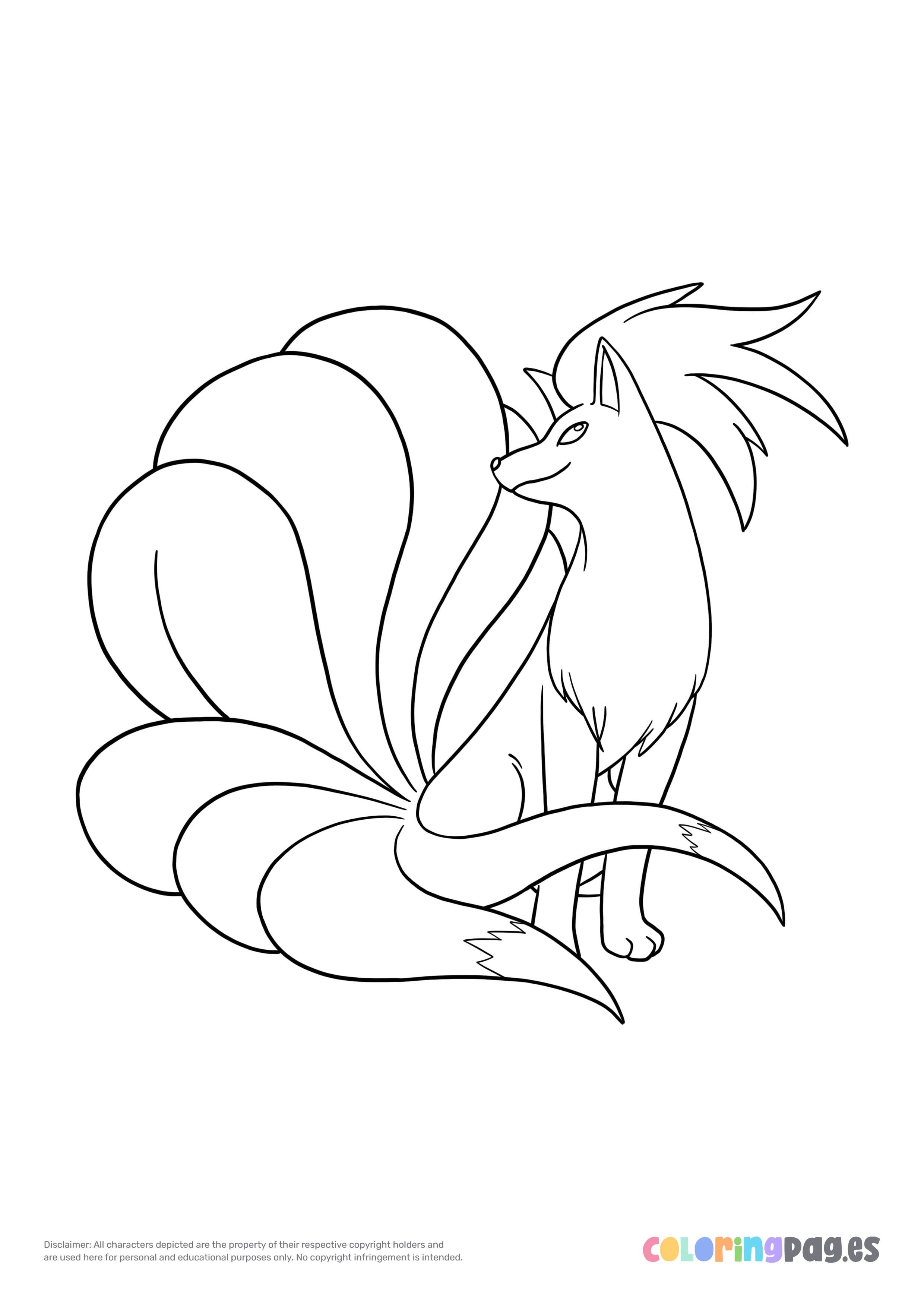 Pokãmon ninetales coloring page in pokemon coloring pages pokemon ninetales coloring pages