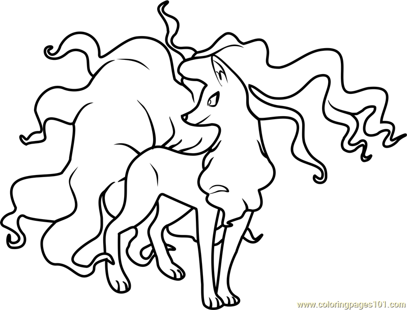 Alola ninetales pokemon sun and moon coloring page for kids