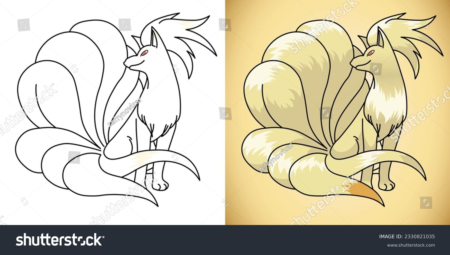 Ninetales pokemon naruto japanese anime created stock vector royalty free