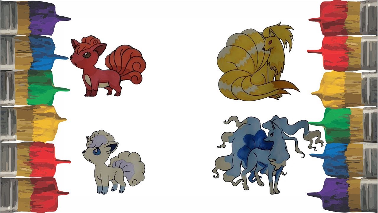 Pokeon coloring pages for kids children draw vulpix ninetales alolan vulpix and alolan ninetales