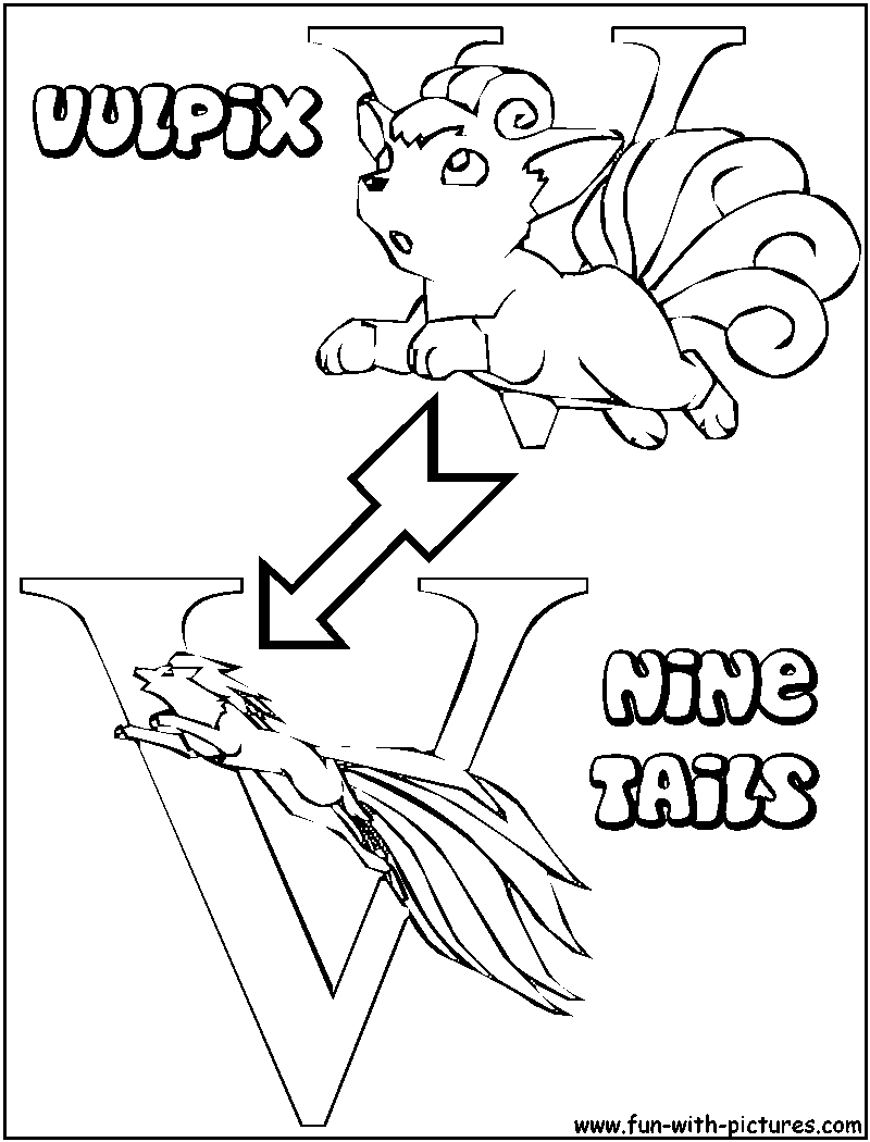 V vulpix ninetails coloring page