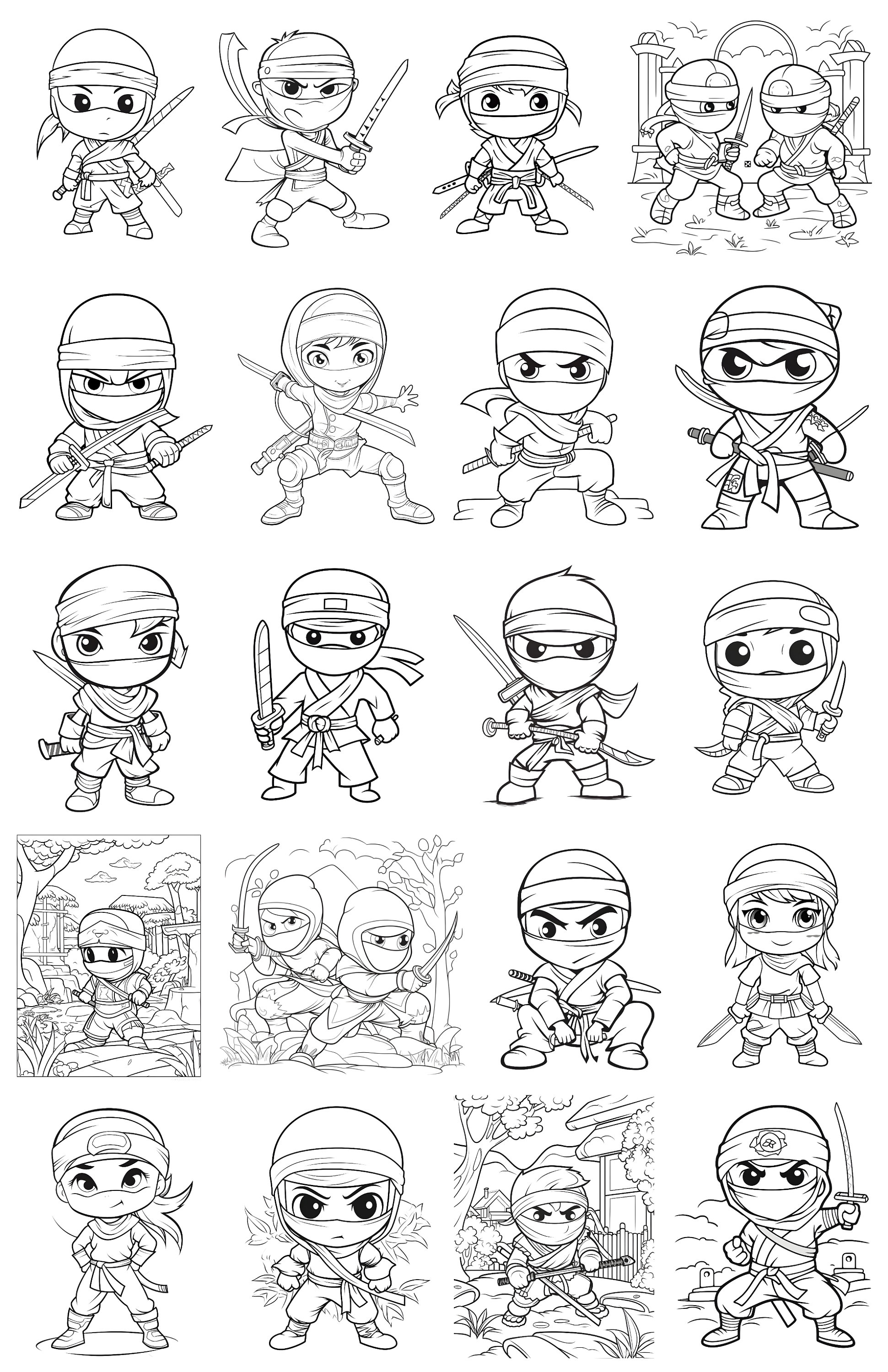 Little ninja coloring pages cute ninja coloring sheets ninja coloring book