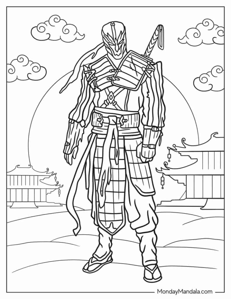 Ninja coloring pages free pdf printables