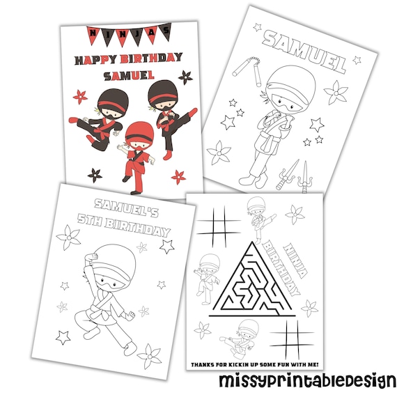 Personalized ninja coloring pages custom ninja birthday party coloring pages coloring pages for kids