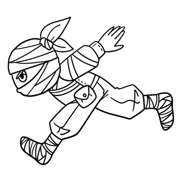 Premium vector a cute and funny coloring page of a ninja running provides hours of coloring fun for children color this page is very easy suitable for little kids and toddlers