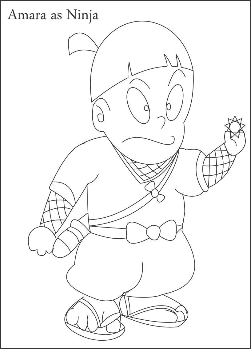 Amara as ninja coloring page for kids