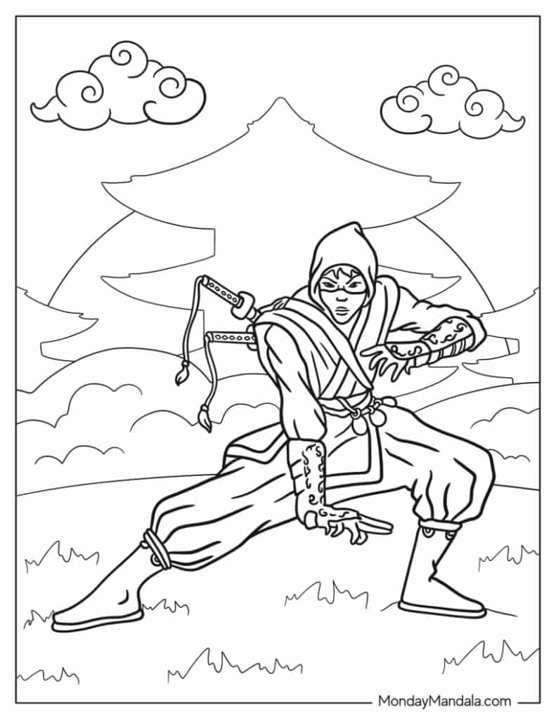 Ninja coloring pages free pdf printables