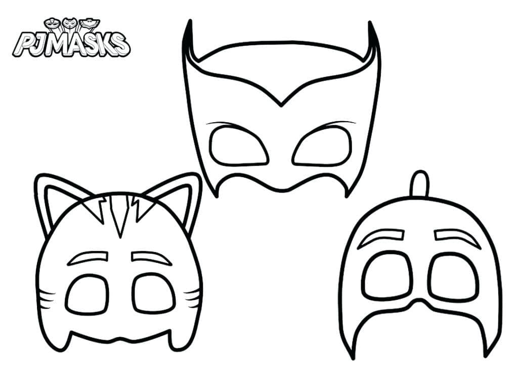 Heroes masks from pj masks coloring page