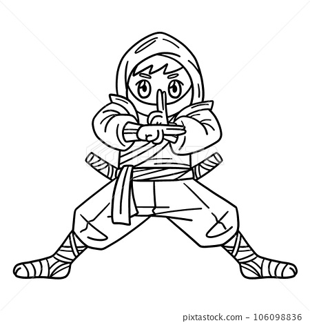 Ninja isolated coloring page for kids