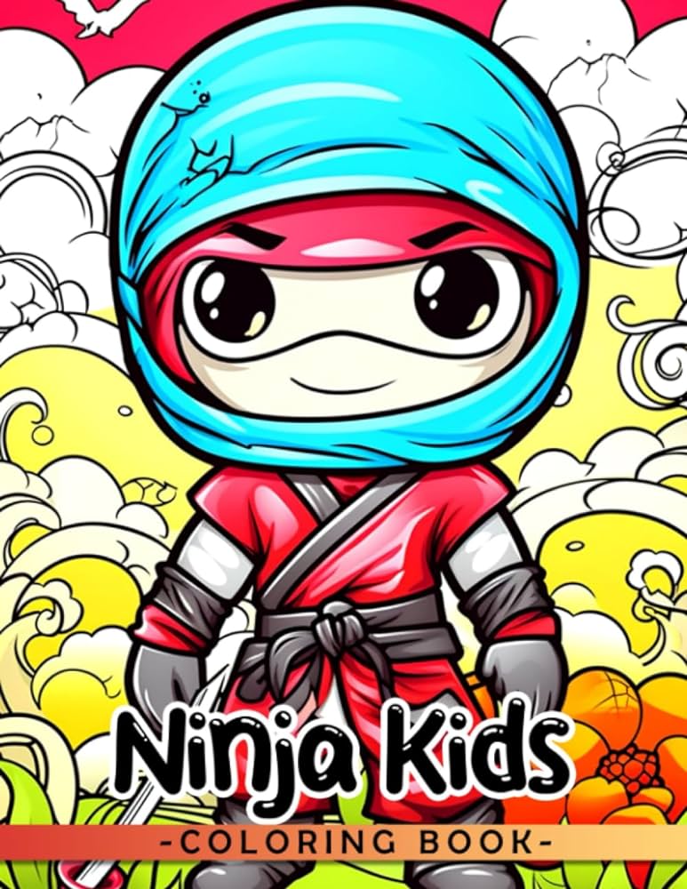 Ninja kids coloring book amazing coloring pages featuring beautiful illustrations of ninja kids for adults relaxation and stress relieving fletcher arabella books