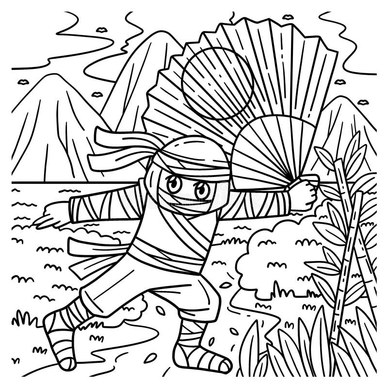 Ninja kids coloring page stock illustration illustration of kids