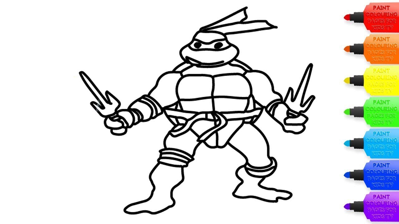 How to draw ninja turtle coloring page for kids i learn coloring book with ninja turtle