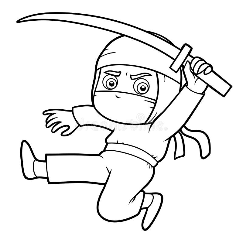 Coloring book for kids ninja stock vector