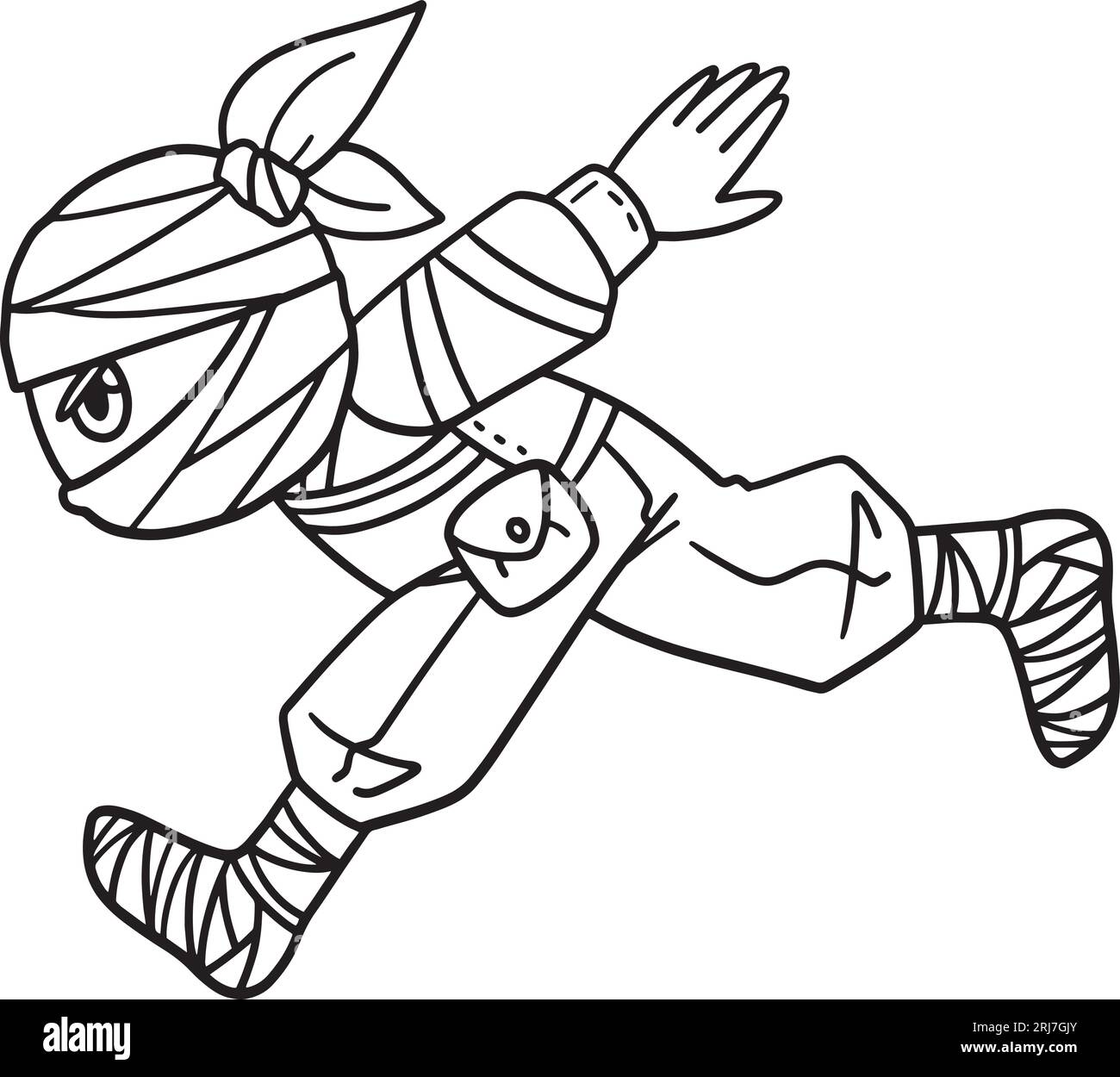 Ninja running isolated coloring page for kids stock vector image art