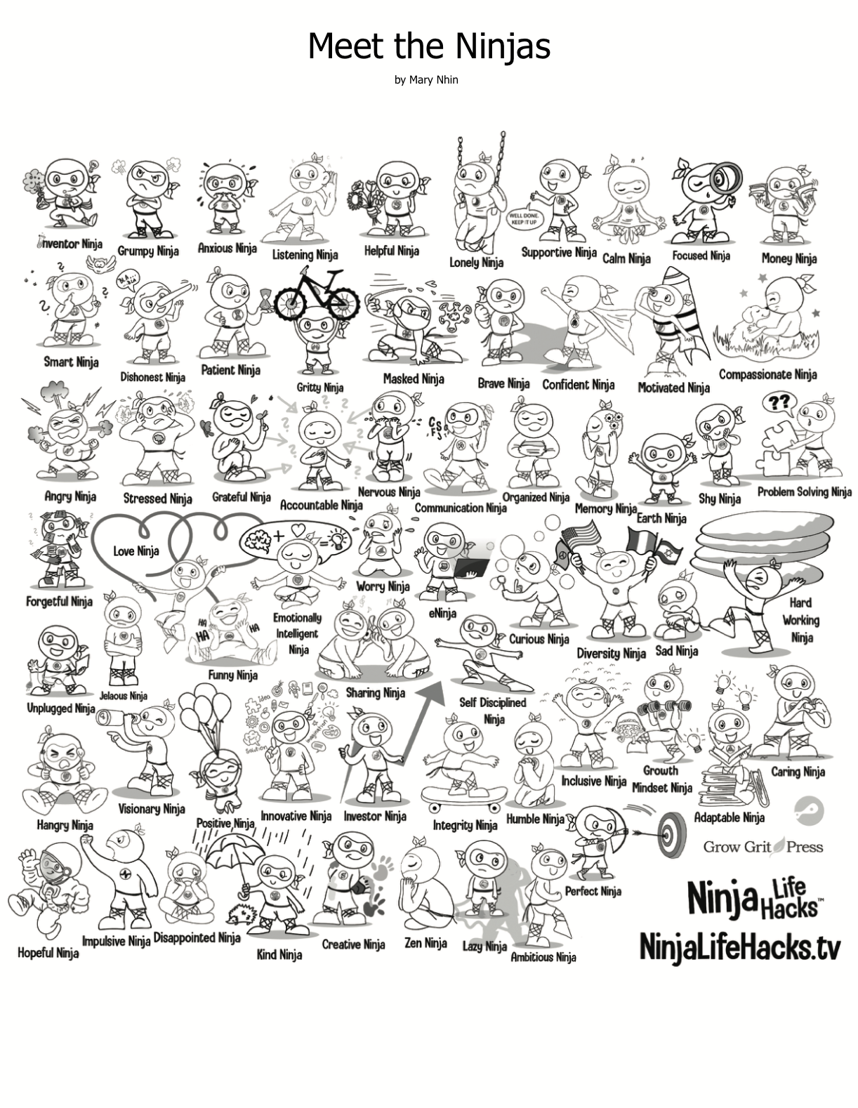 Meet the ninjas coloring sheet â ninja life hacks