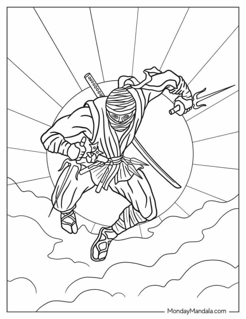 Ninja coloring pages free pdf printables