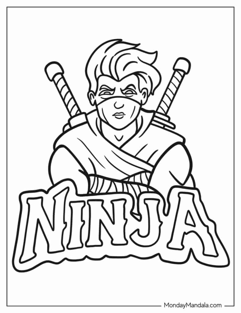 Ninja coloring pages free pdf printables