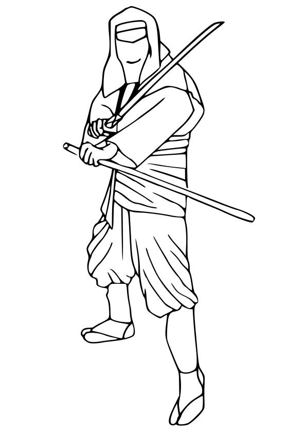 Ninja drawing for coloring page free printable nurieworld