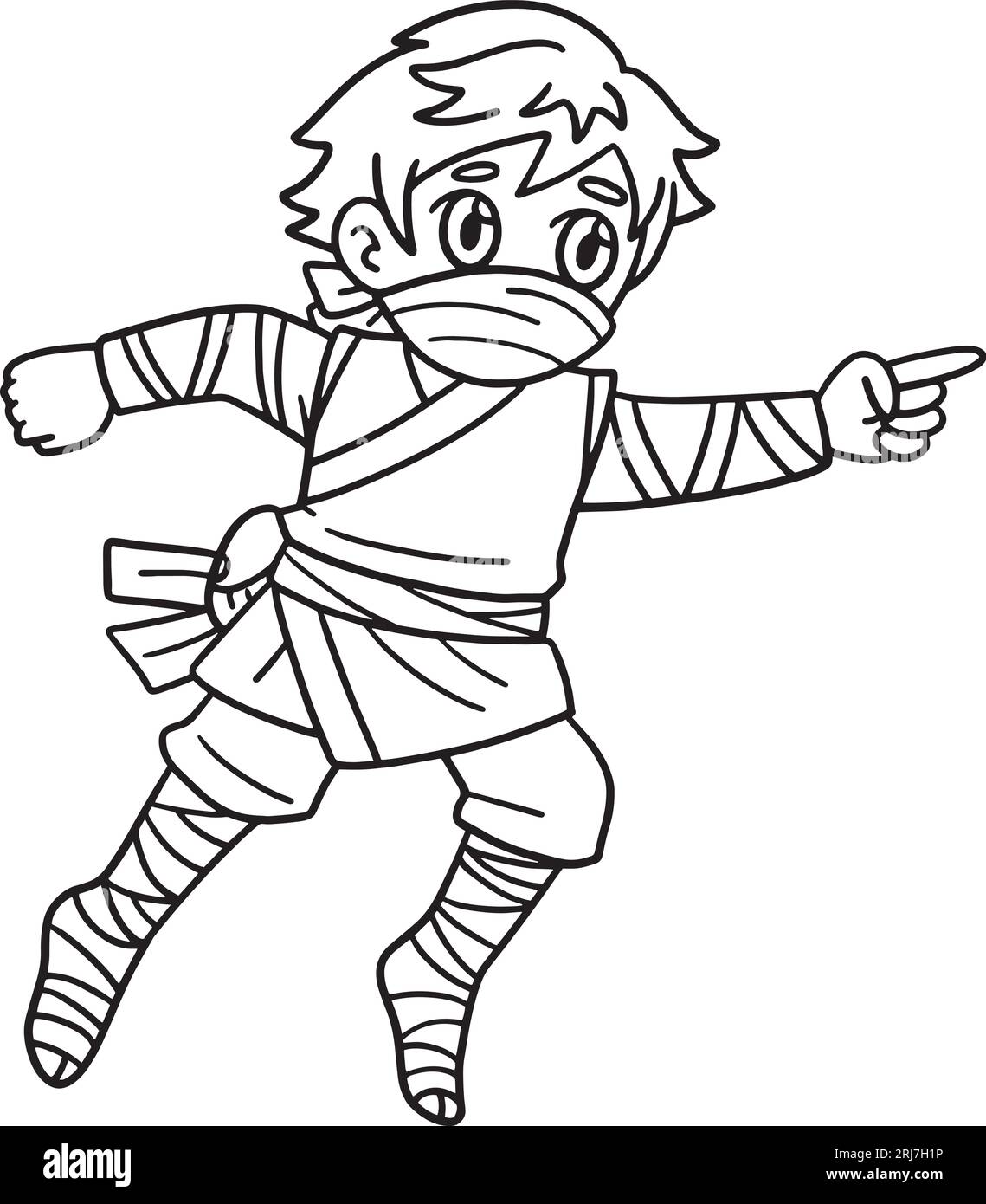 Ninja isolated coloring page for kids stock vector image art