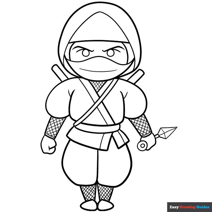 Cartoon ninja coloring page easy drawing guides